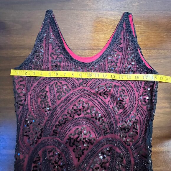 Flapper Dress Gatsby 1920s Fringe Beaded Black Red Party New Year's Themed XL - Picture 10 of 14